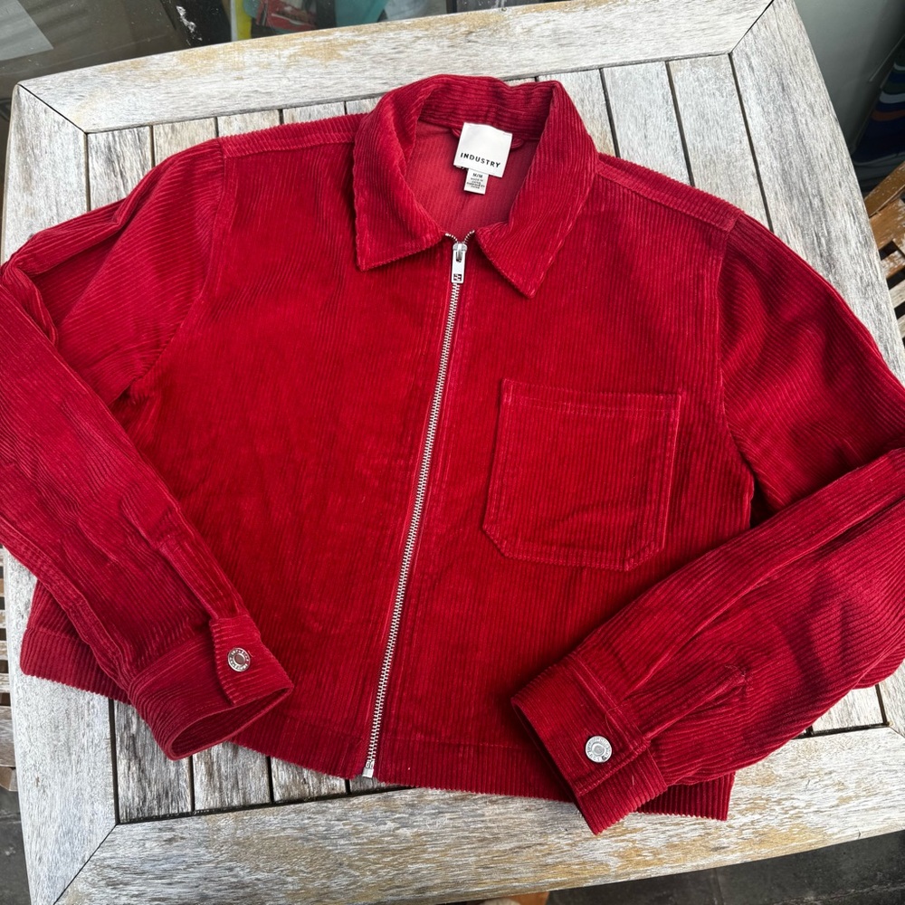 IndustyR Red Corduroy Zip-Front Jean Jacket